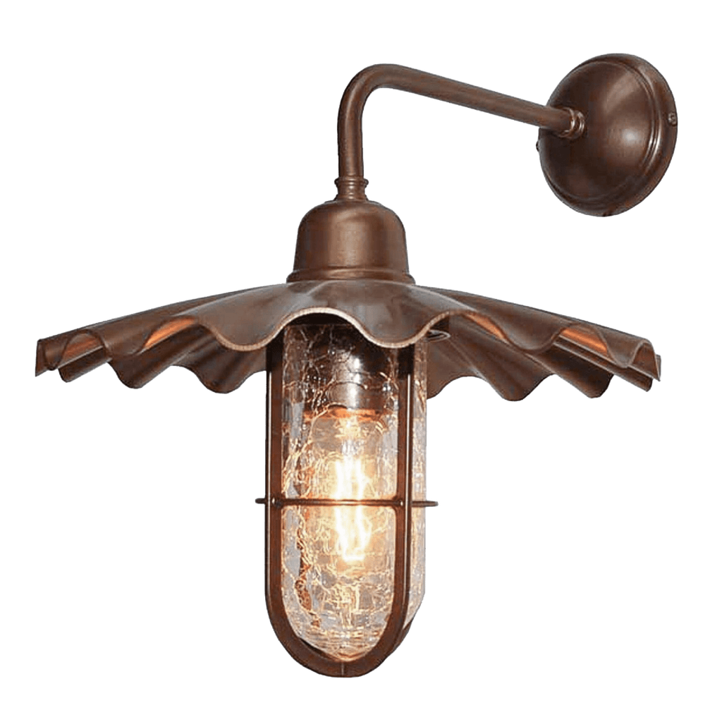 Mullan Lighting Lighting Powder-Coated Bronze / Crackled Ardle Well Glass Outdoor Wall Sconce