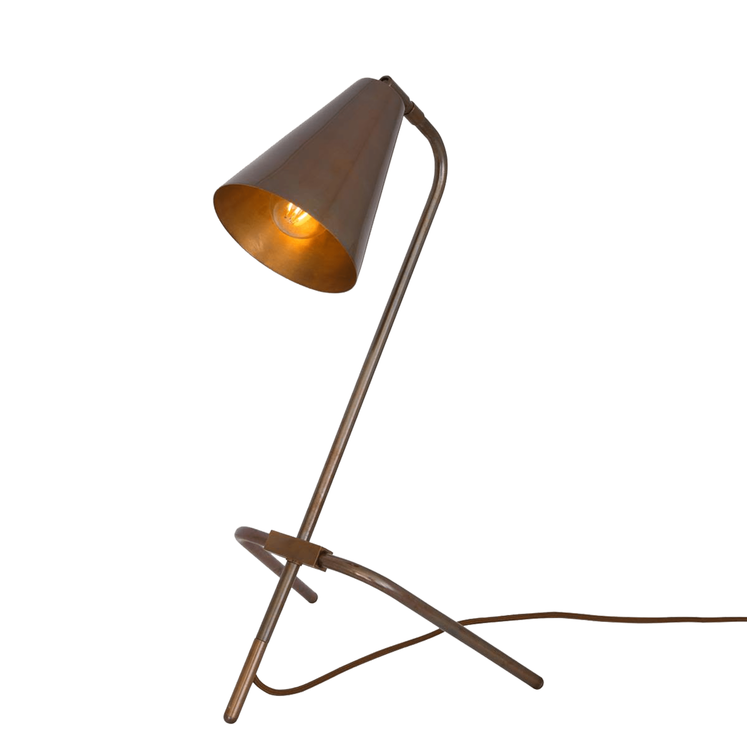 Mullan Lighting Lighting Antique Brass Astana Industrial Adjustable Brass Table Lamp