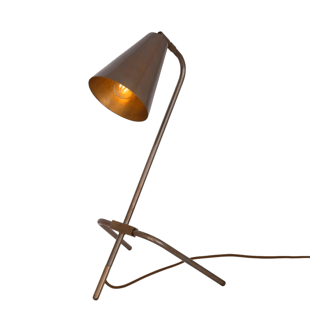 Mullan Lighting Lighting Antique Brass Astana Industrial Adjustable Brass Table Lamp