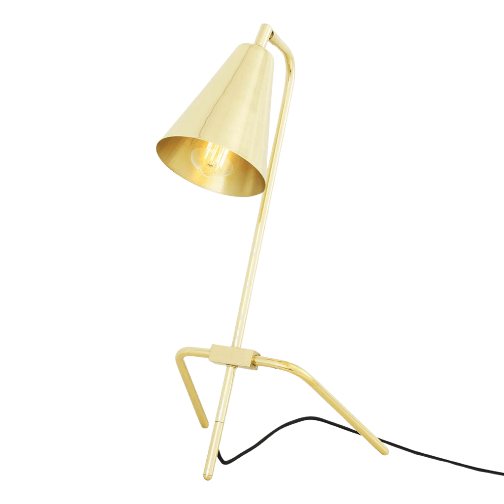 Mullan Lighting Lighting Polished Brass Astana Industrial Adjustable Brass Table Lamp