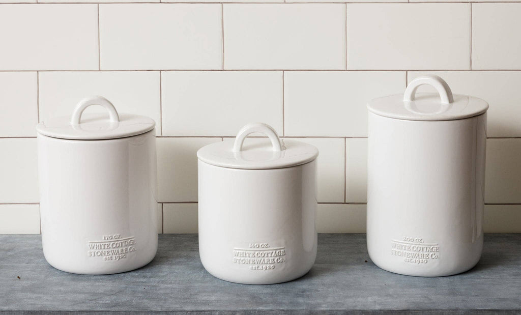 Audrey's Audrey's - White Cottage Ceramic Canisters (SET OF 3)