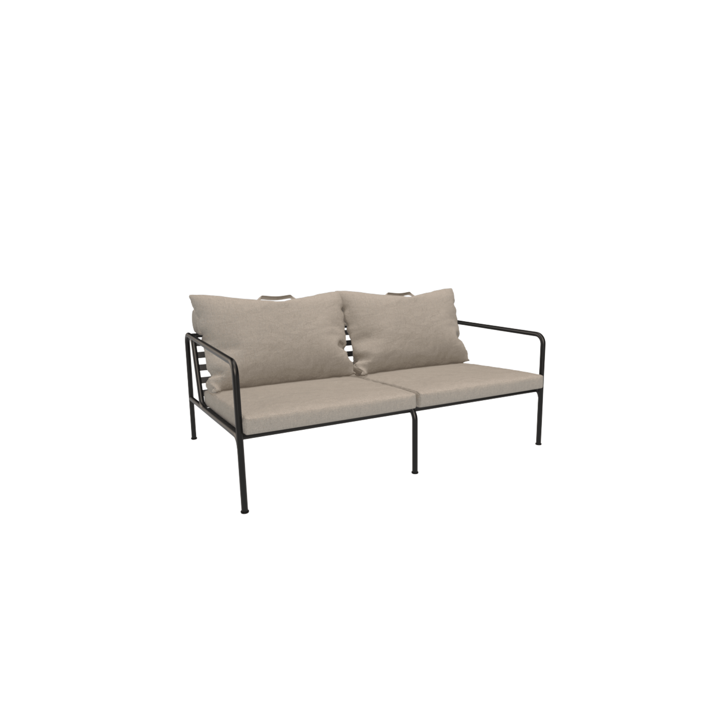 HOUE SHOP Black Frame + Beige Fabric Avon Outdoor Lounge Sofa