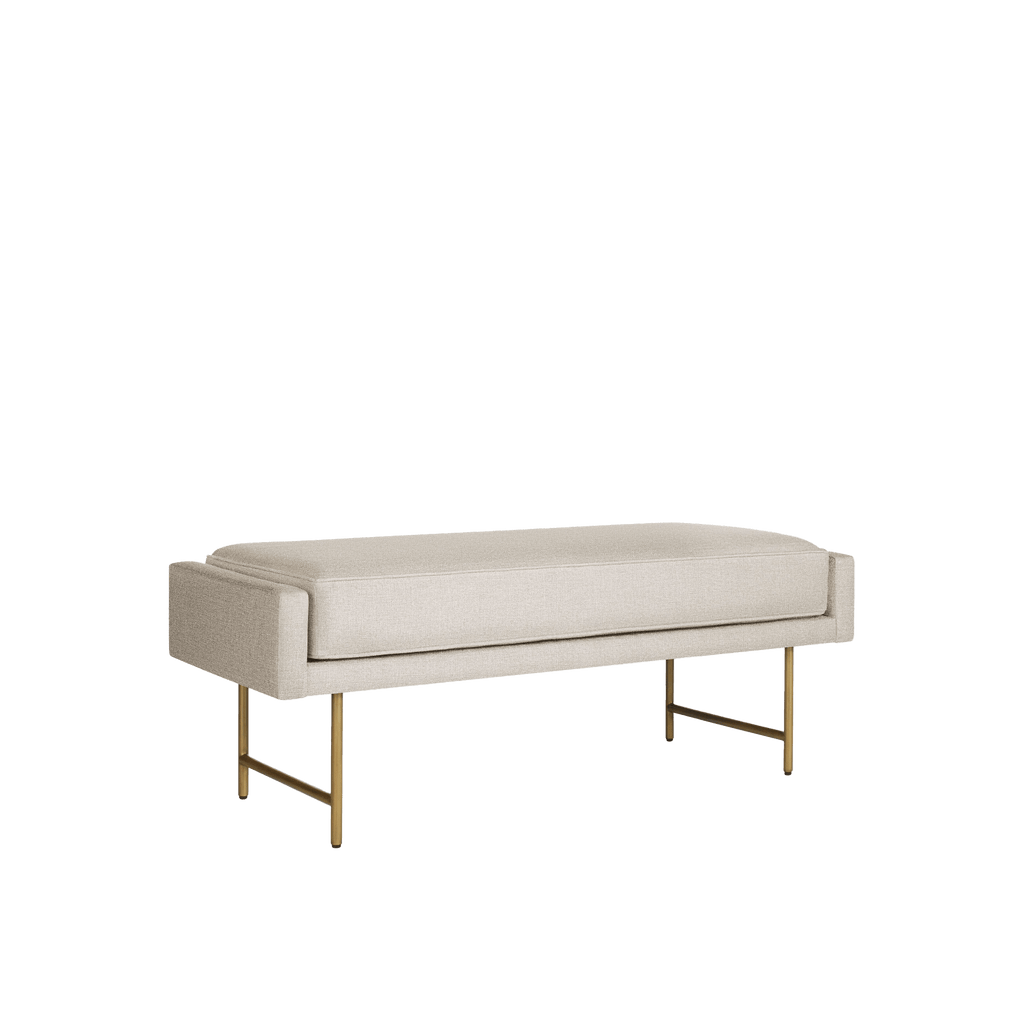Blu Dot Furniture Sanford Linen / Brass Bank Bench