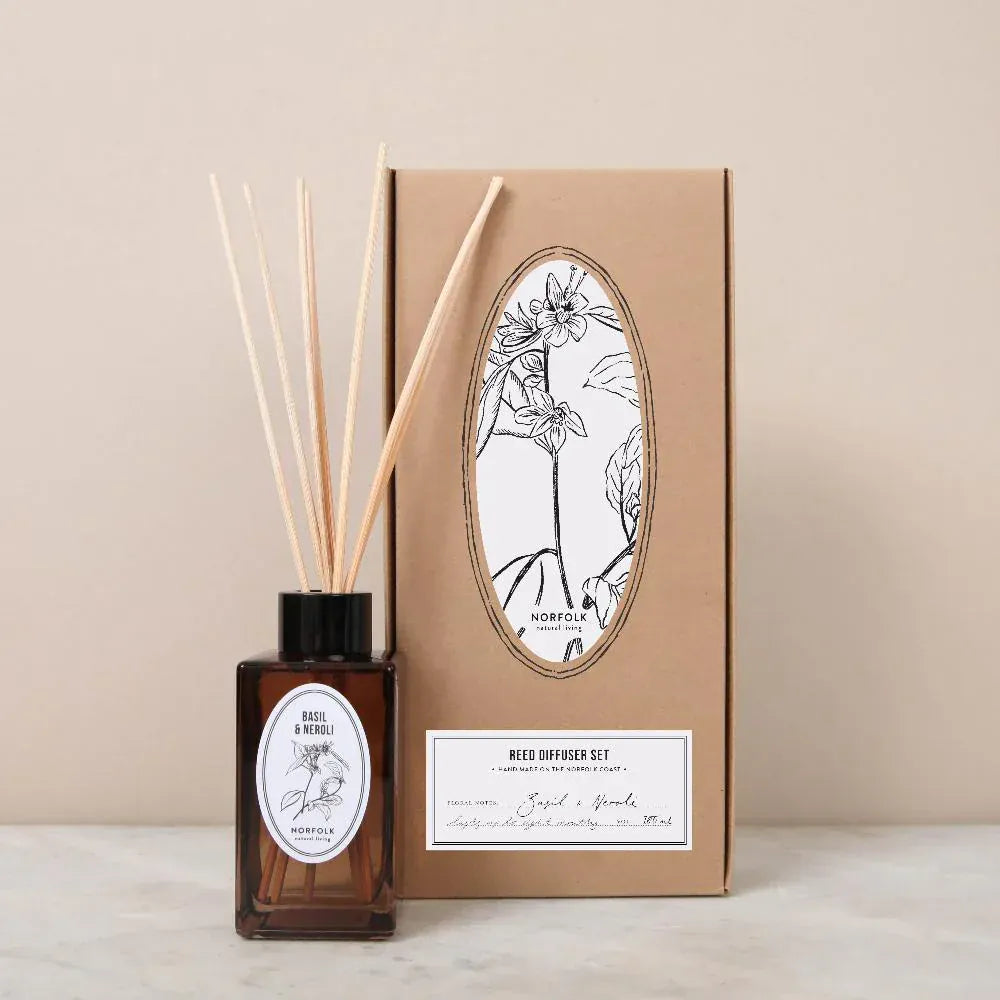 Norfolk Natural Living Home Fragrance Basil & Neroli Diffuser Oil Set
