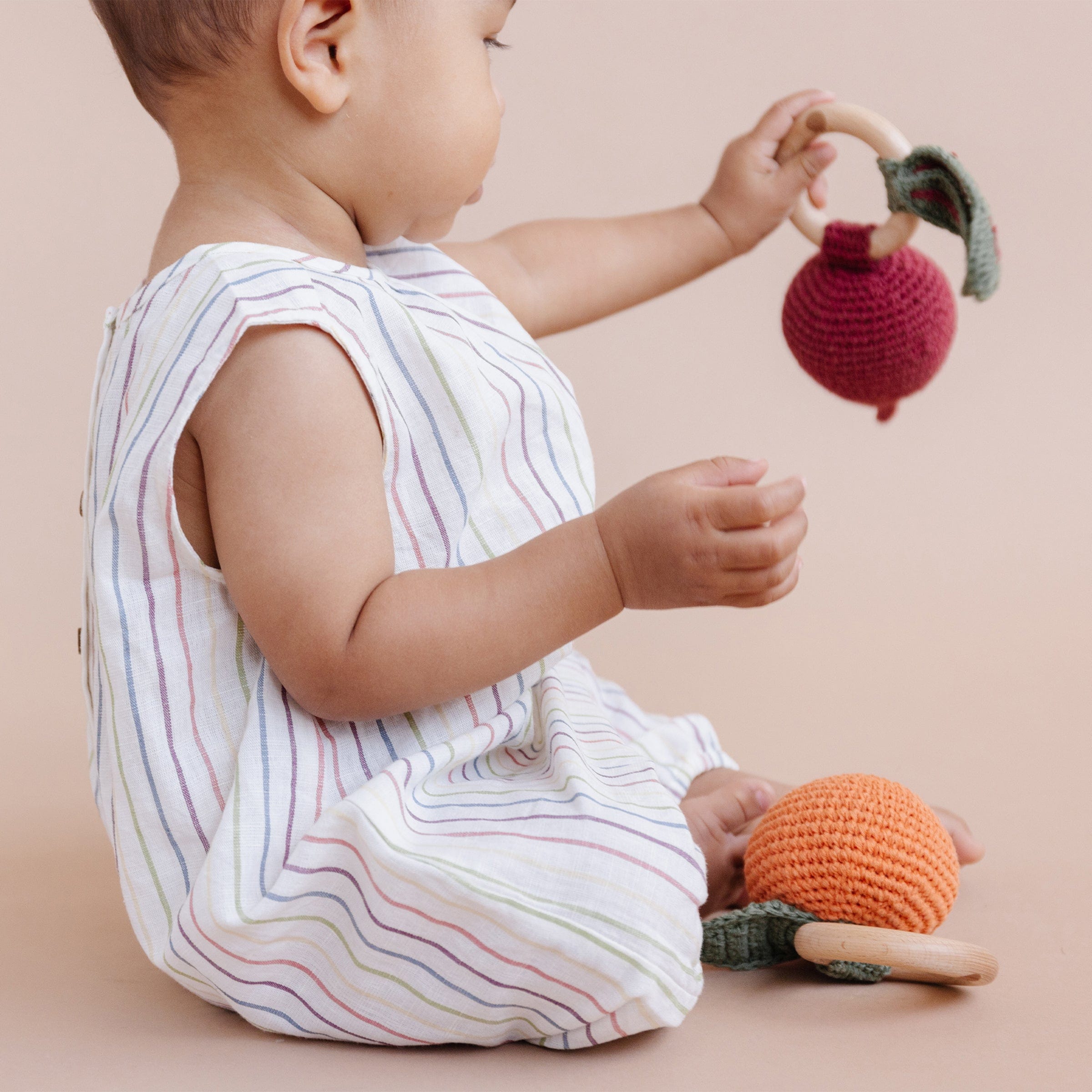 The Blueberry Hill Baby Toys Beet Crocheted Teether Rattle