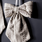 Luxe B Co SHOP Beige Striped Bow Ornament