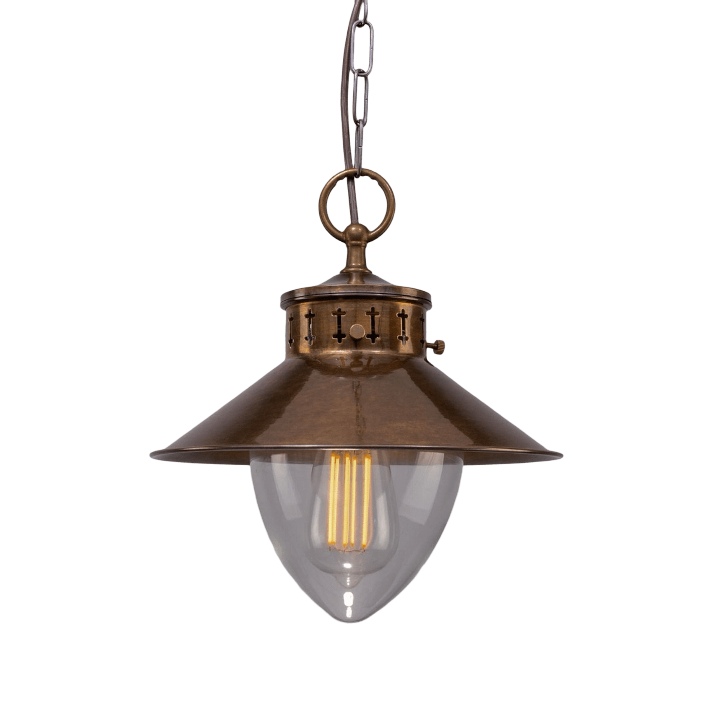 Mullan Lighting Lighting Antique Brass Boyd Vintage Industrial Pendant Light