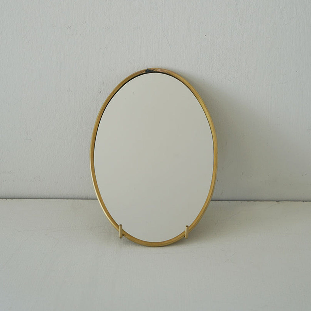 Fog Linen Work Decor Oval Brass Framed Mirror