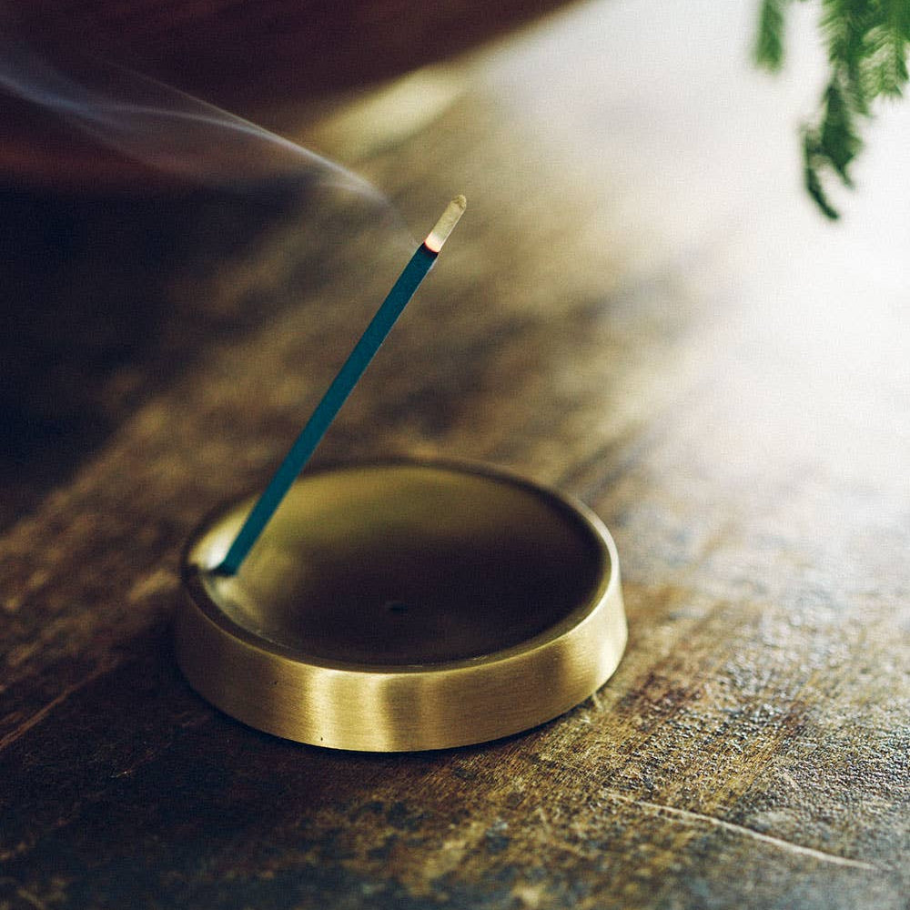 Fog Linen Work SHOP Brass Incense Stand Round