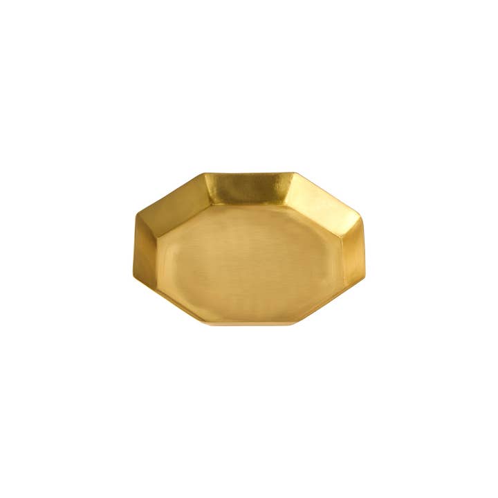 Fog Linen Work Decorative Trays Medium Brass Octagon Plate