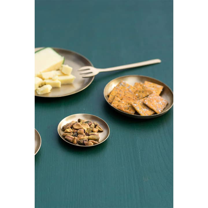 Fog Linen Work Decorative Trays Brass Round Plate