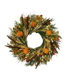 Bloomist SHOP Brooke Dried Pheasant and Citrus Wreath, 22"