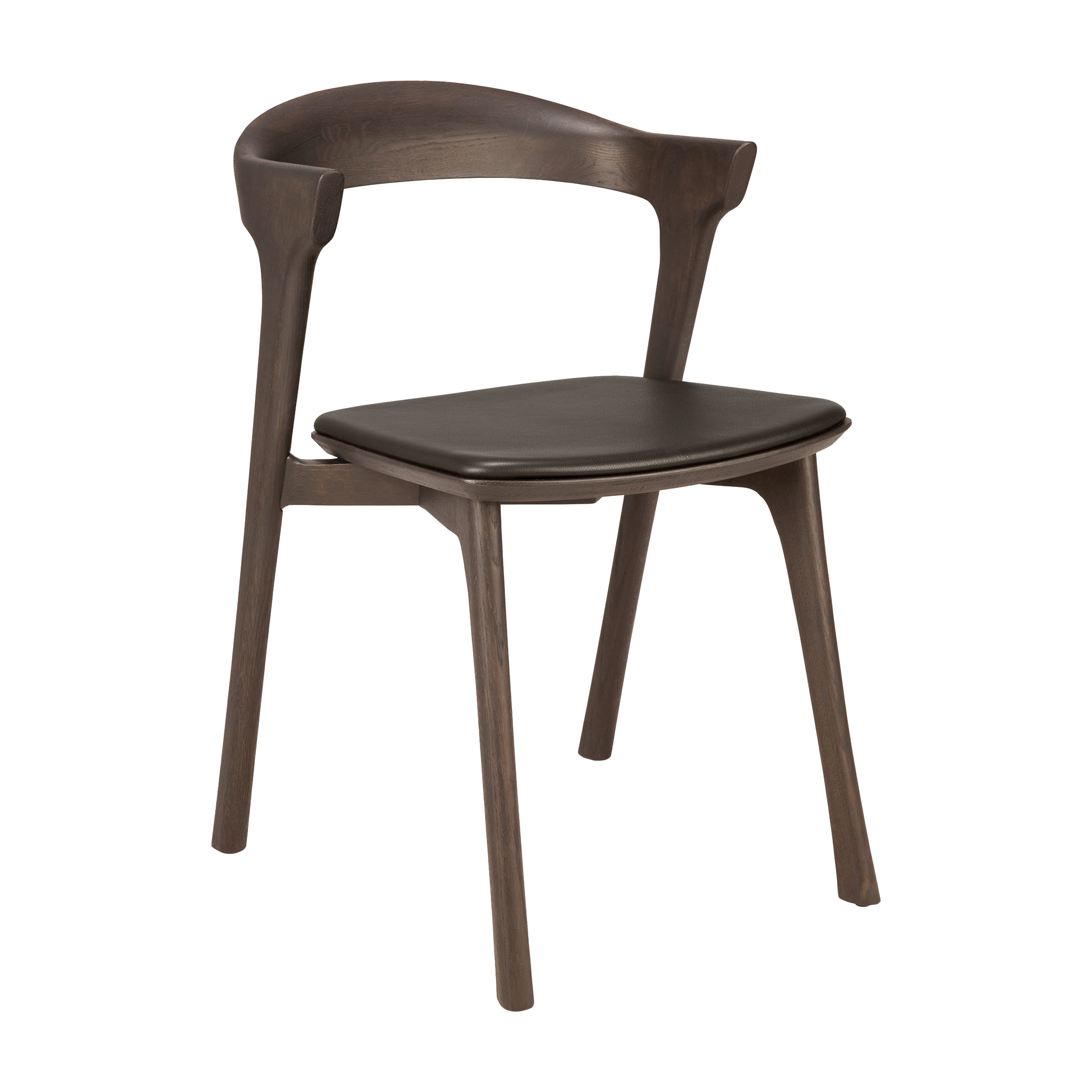 Ethnicraft Furniture Brown Leather Seat Brown Oak Bok Chair
