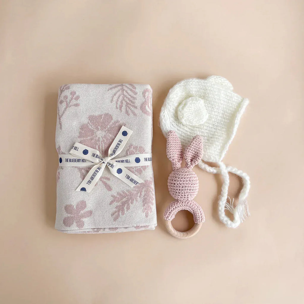 The Blueberry Hill Baby Toys Bunny Crocheted Teether Rattle