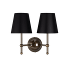 Mullan Lighting Lighting Antique Brass / Black Bursa Modern Brass Double Wall Light with Fabric Shades