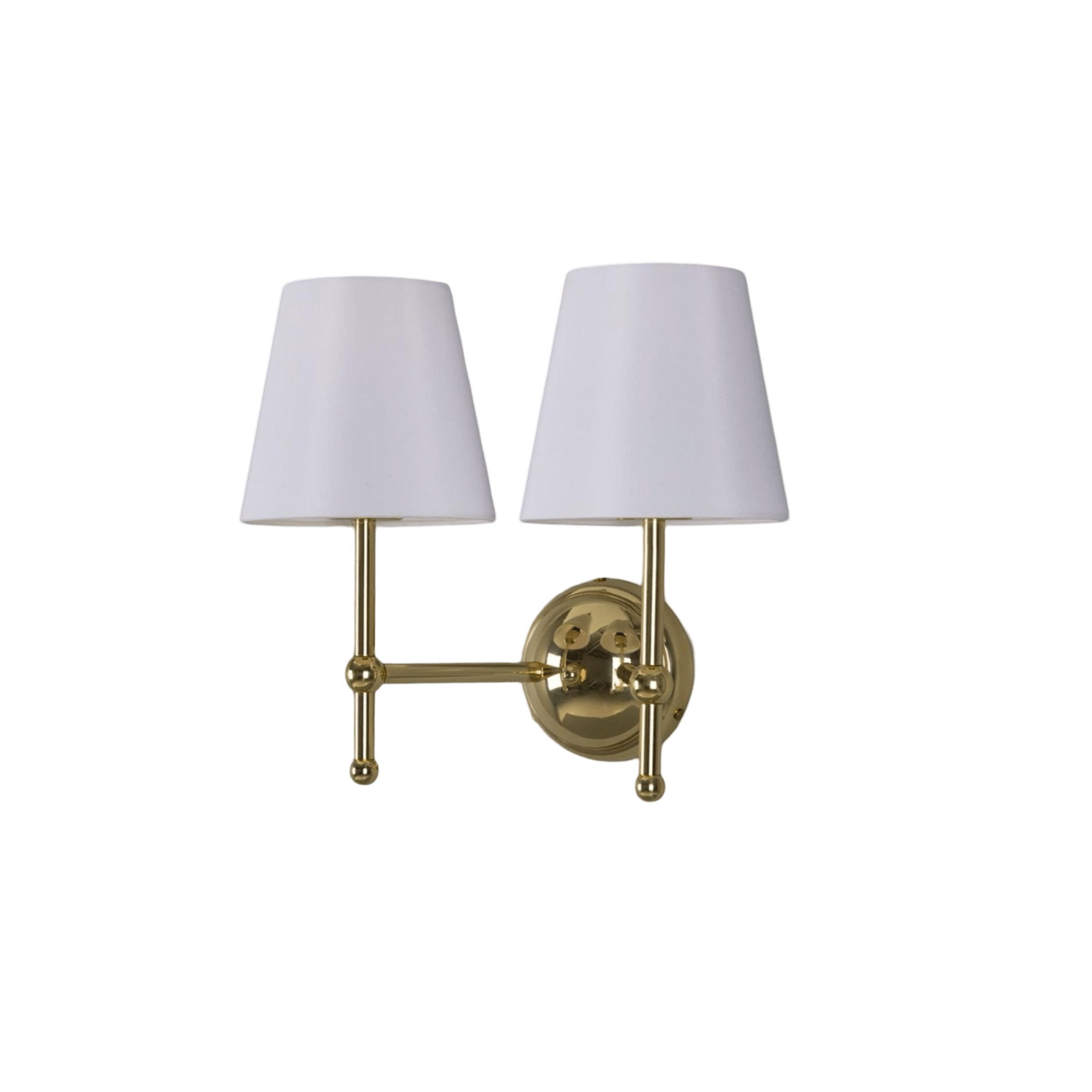 Mullan Lighting Lighting Bursa Modern Brass Double Wall Light with Fabric Shades
