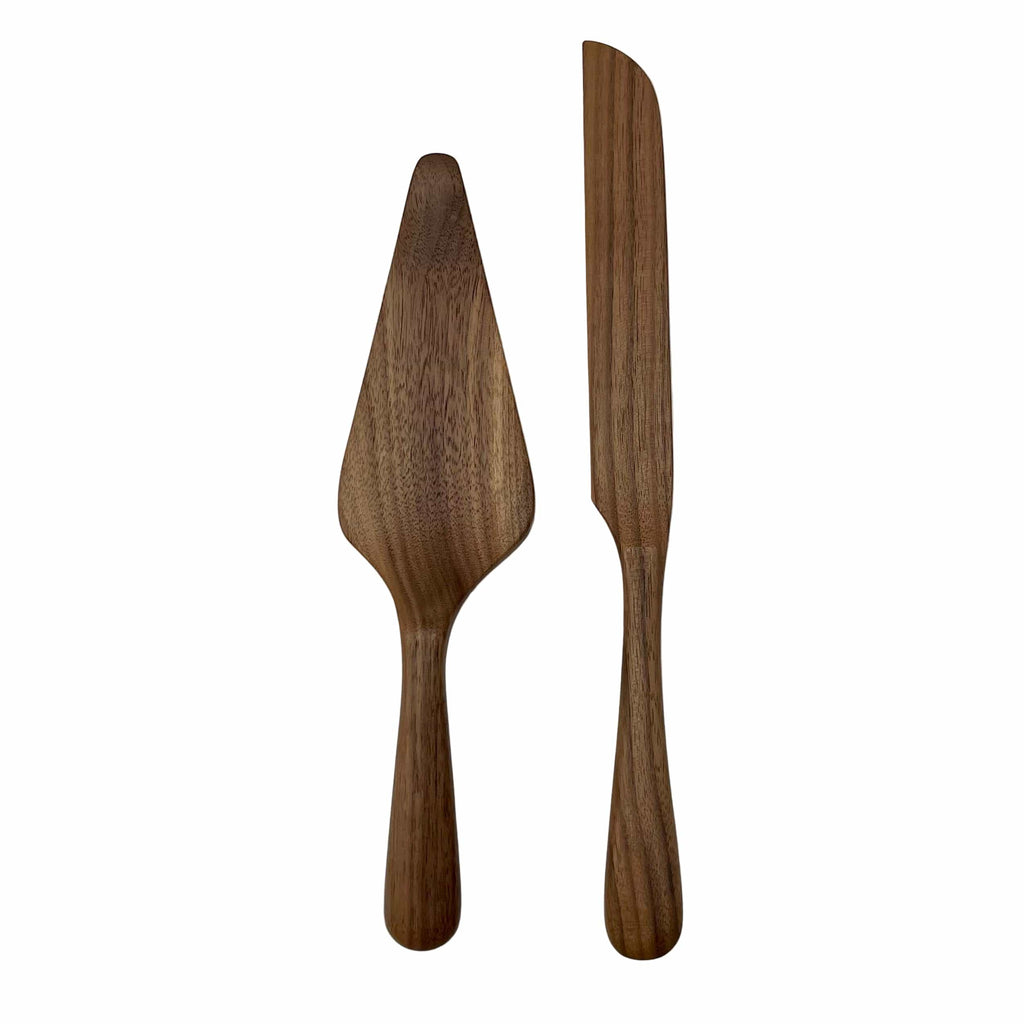 JBrody & Co. Kitchen Tools & Utensils Cake Server Set, Walnut Wood