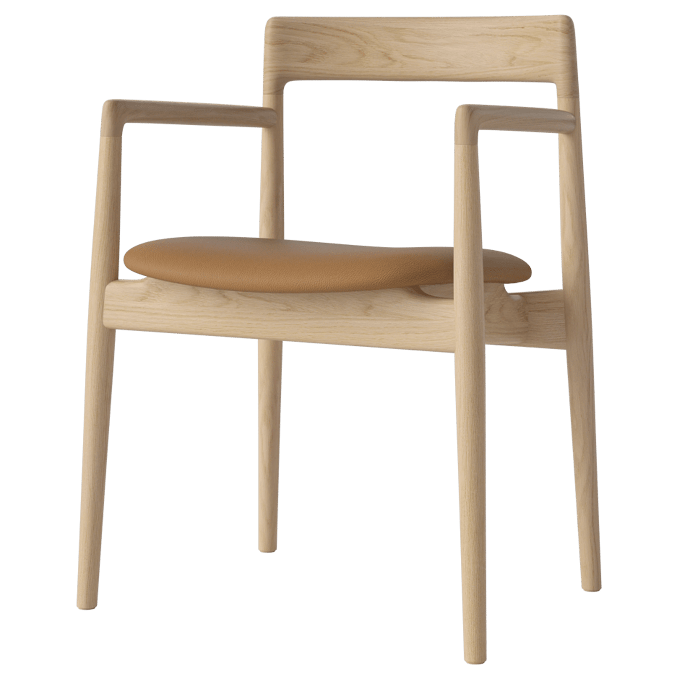 Bolia Furniture White Pigmented Oiled Oak / Sydney Leather / Light Cognac Calma Upholstered Dining Chair