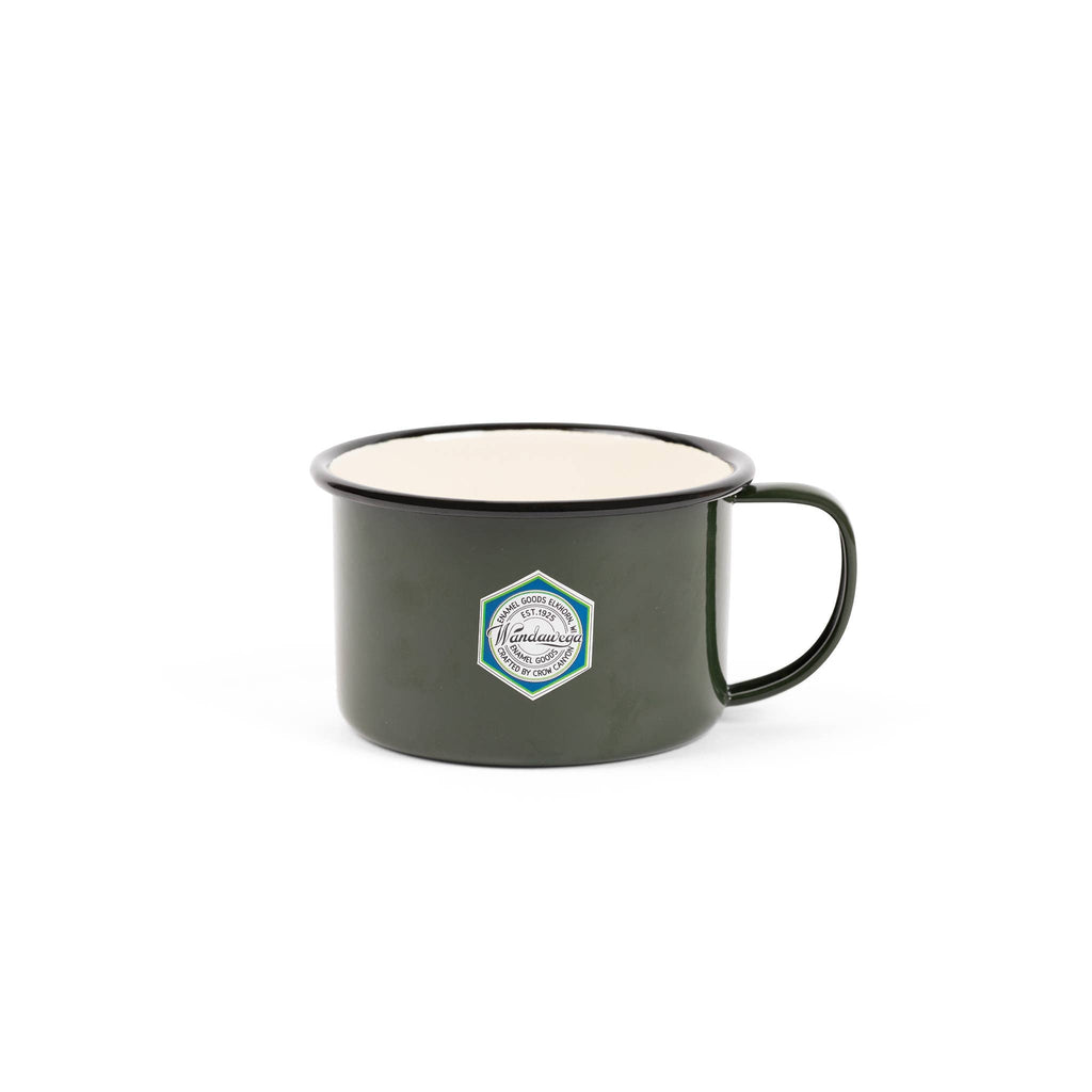 Crow Canyon Home Camp Wandawega x CCH Enamelware Soup Mug: Forest Green and Cream with Black Rim