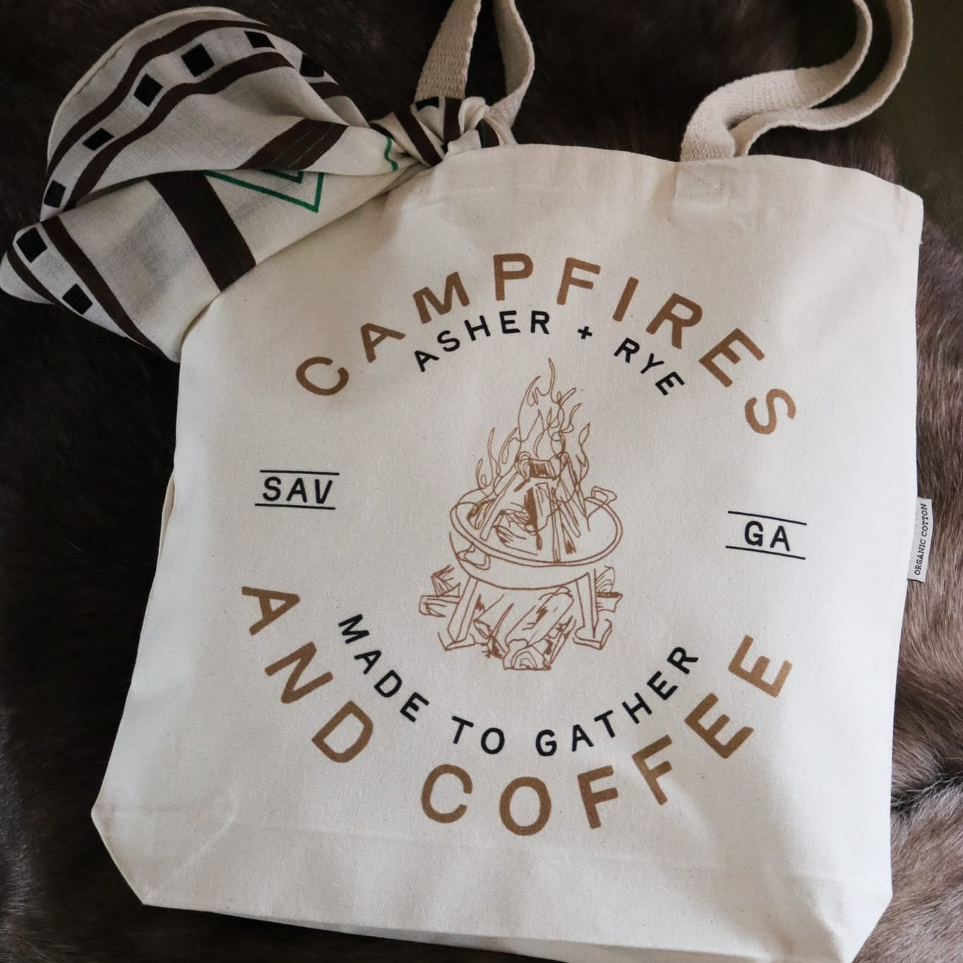 Cotton Creations SHOP Campfires + Coffee Tote