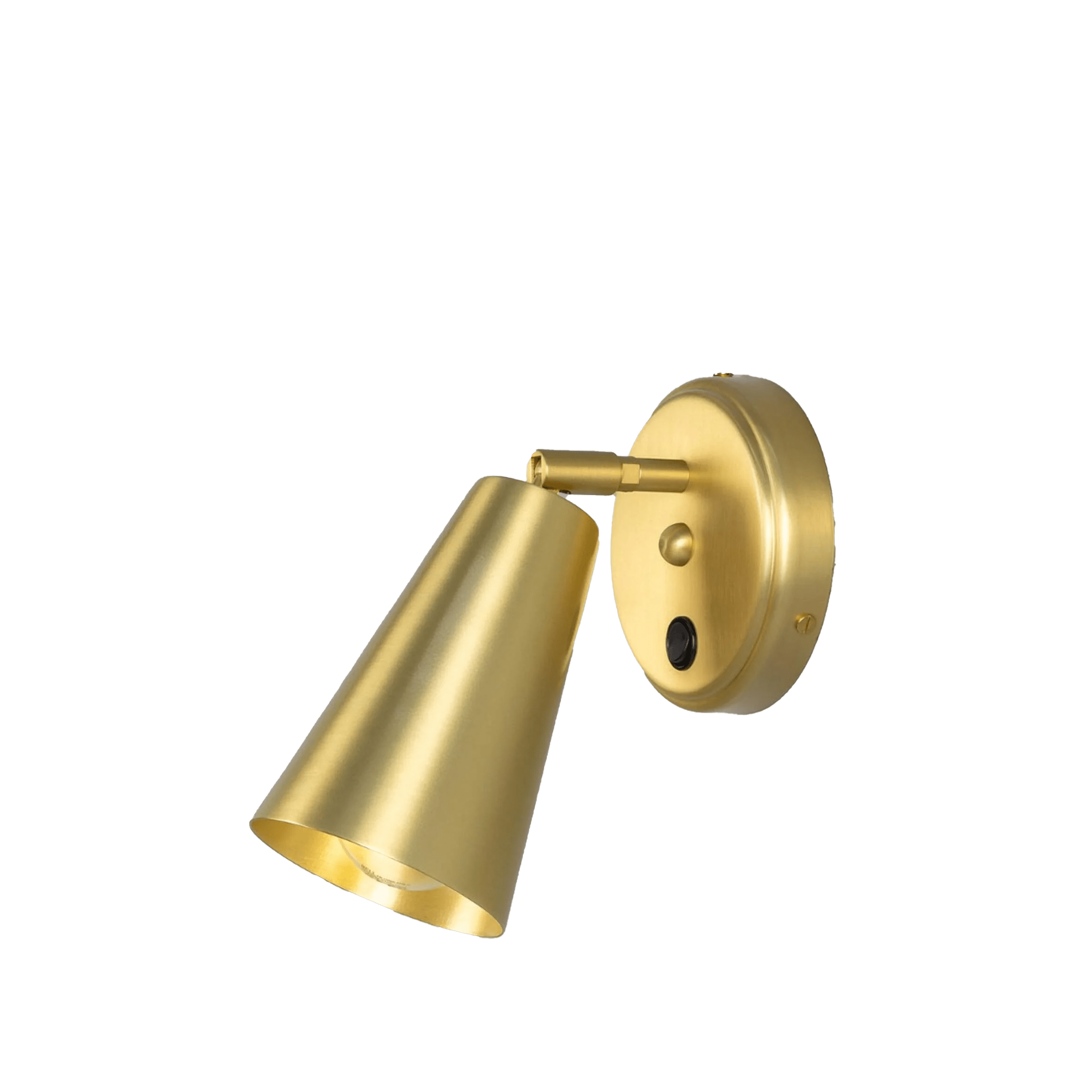 Mullan Lighting Lighting Satin Brass Cashel Brass Cone Wall Light with Switch