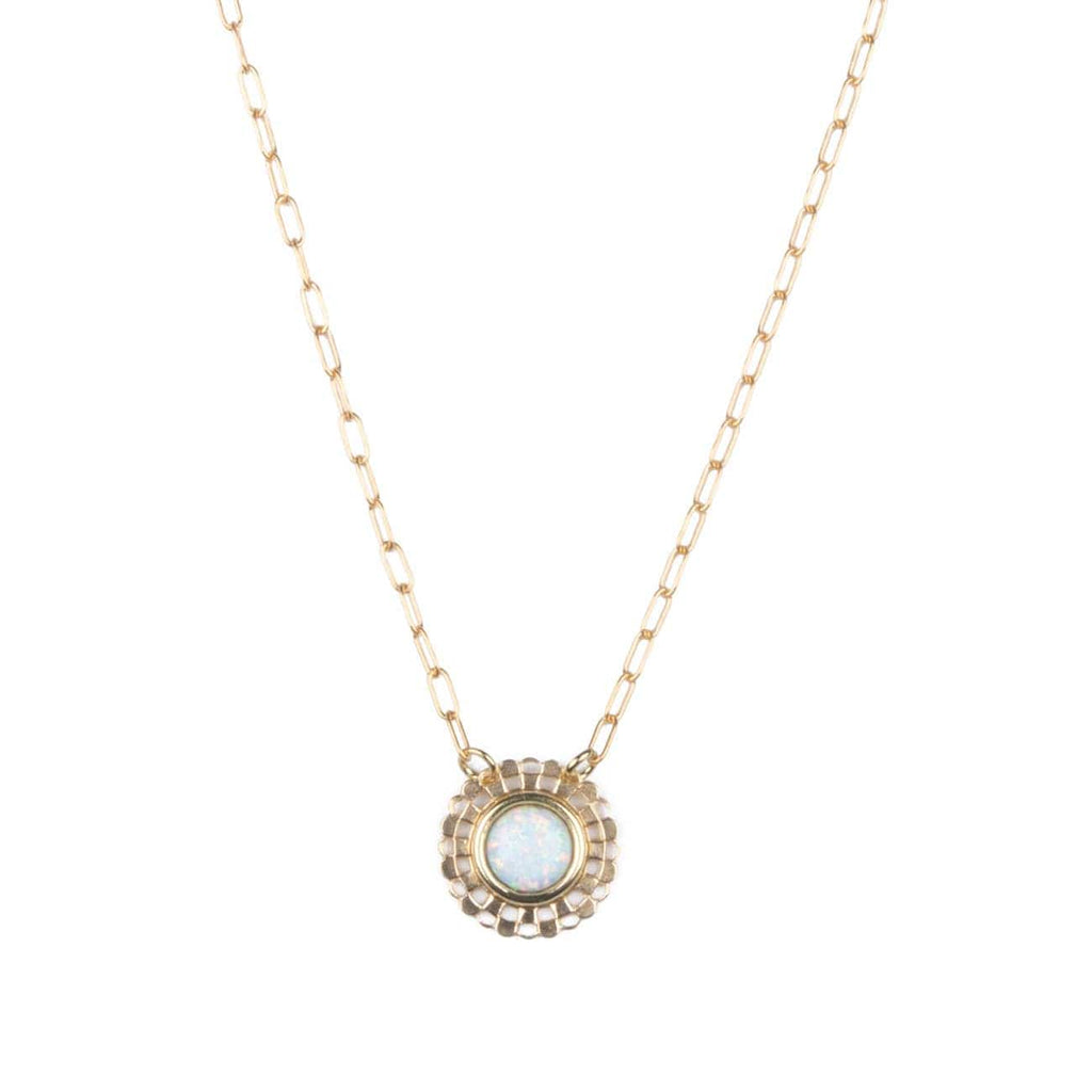 Michelle Starbuck Designs Checkered Circle Necklace in Opal: 17" / Gold plated brass (nickel free)
