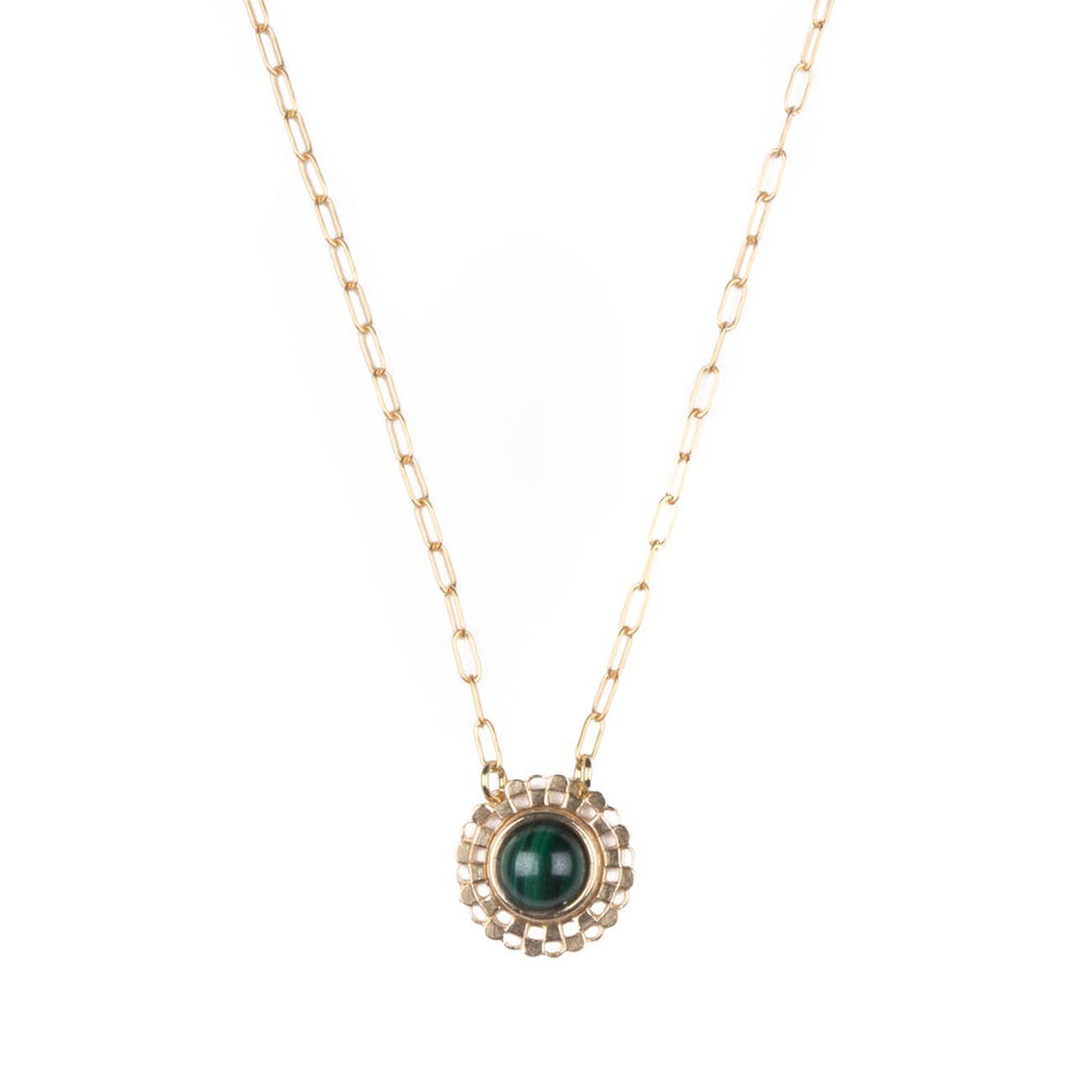 Michelle Starbuck Designs Jewelry Malachite Checkered Circle Necklace