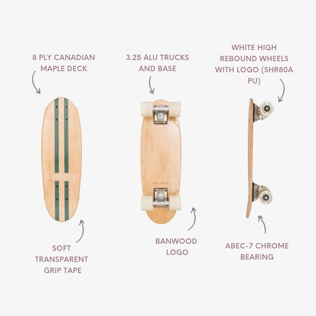 Banwood Inc Toy Child's Vintage Skateboard, Green