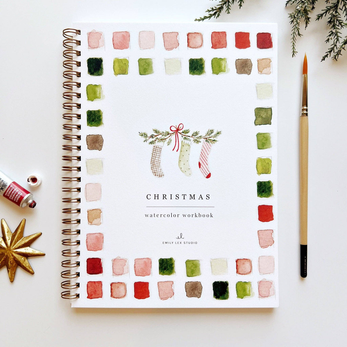 emily lex studio Stationery Christmas Watercolor Workbook