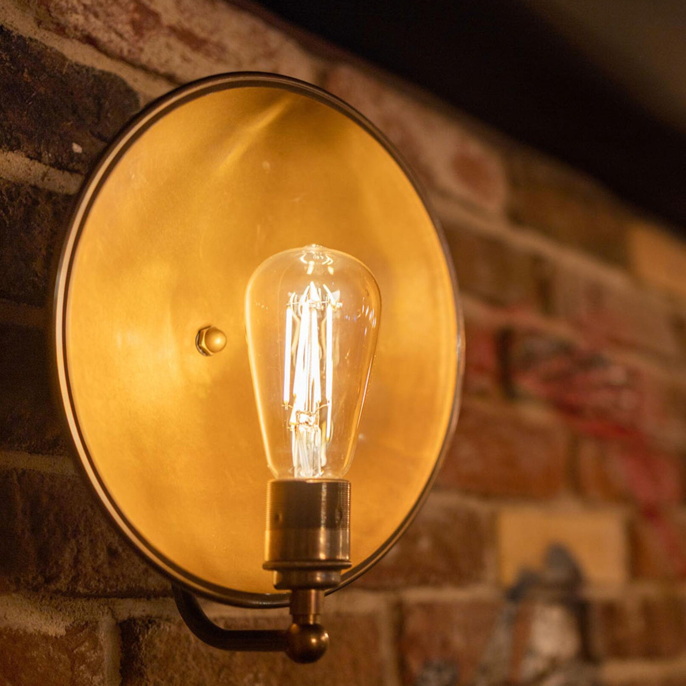 Mullan Lighting Lighting Chulainn Industrial Brass Dish Wall Sconce