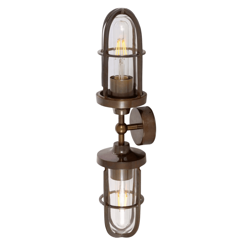 Mullan Lighting Lighting Antique Brass / Clear Clayton Double Well Glass Wall Sconce