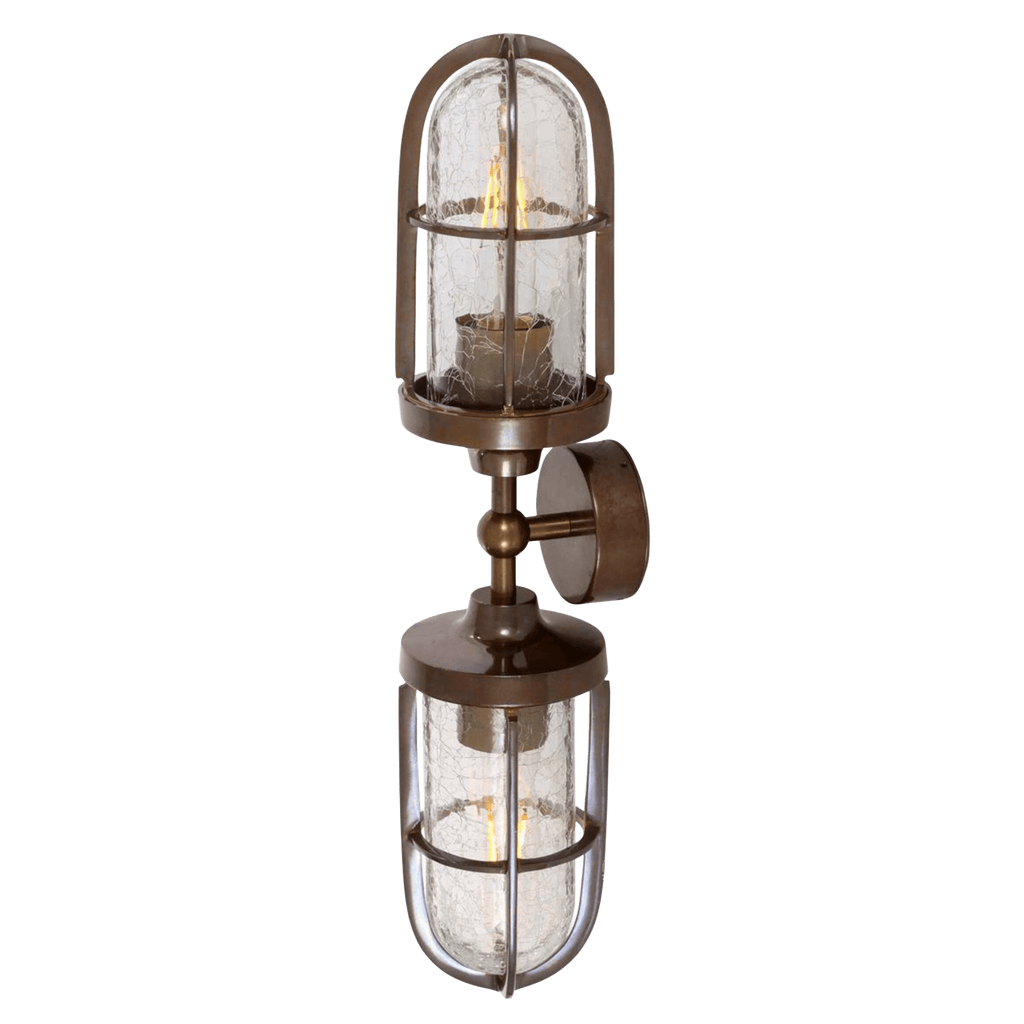 Mullan Lighting Lighting Antique Brass / Crackled Clayton Double Well Glass Wall Sconce