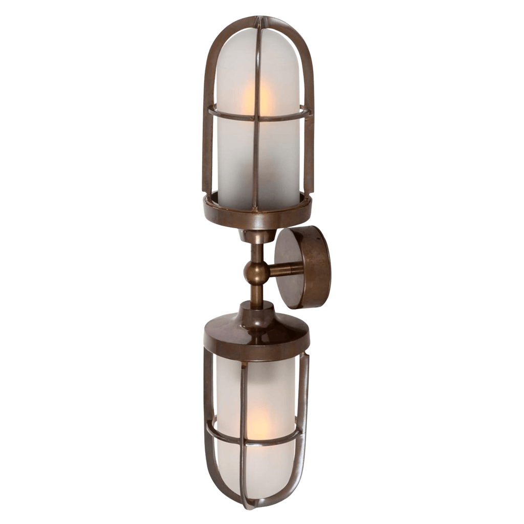 Mullan Lighting Lighting Antique Brass / Frosted Clayton Double Well Glass Wall Sconce