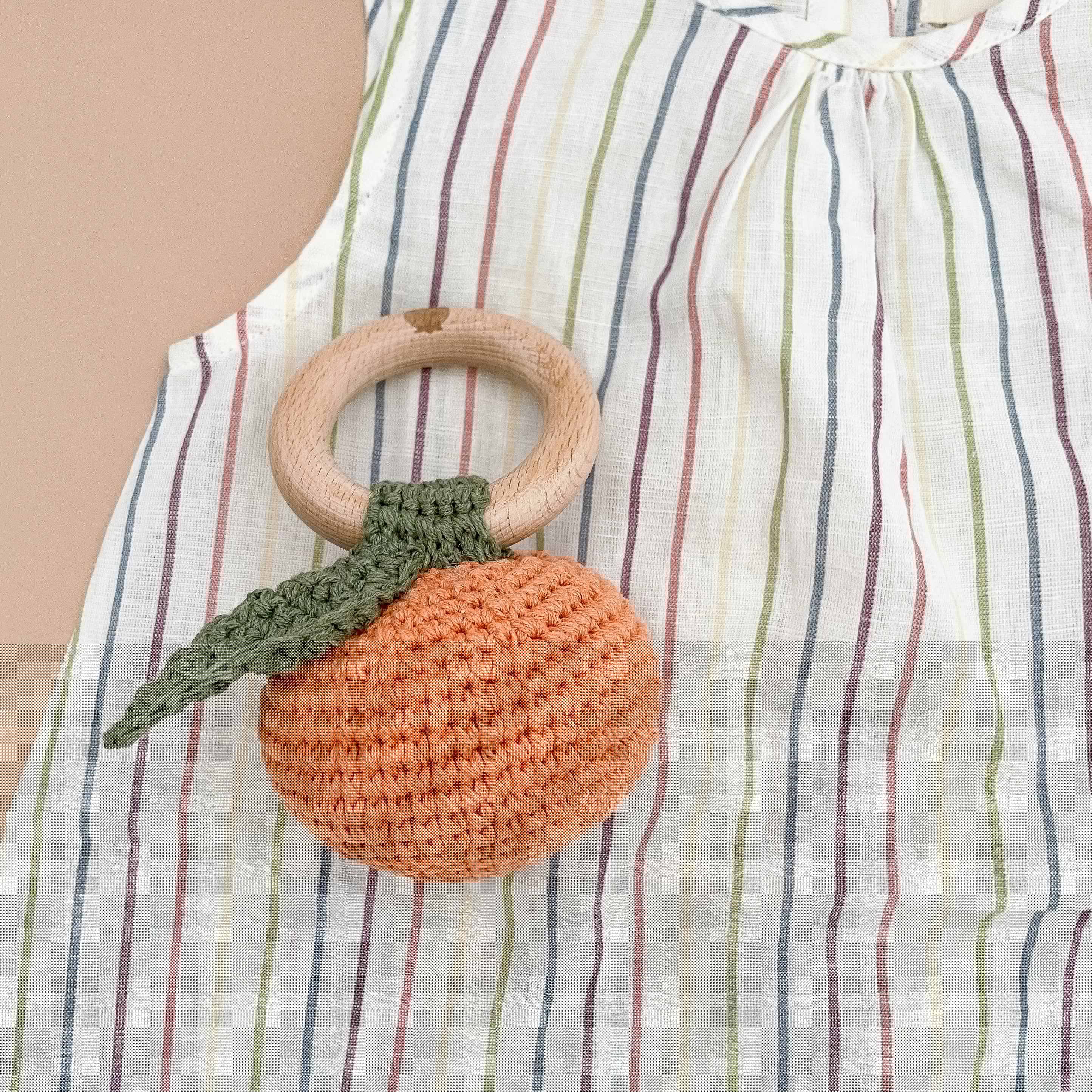 The Blueberry Hill Baby Toys Clementine Crocheted Teether Rattle