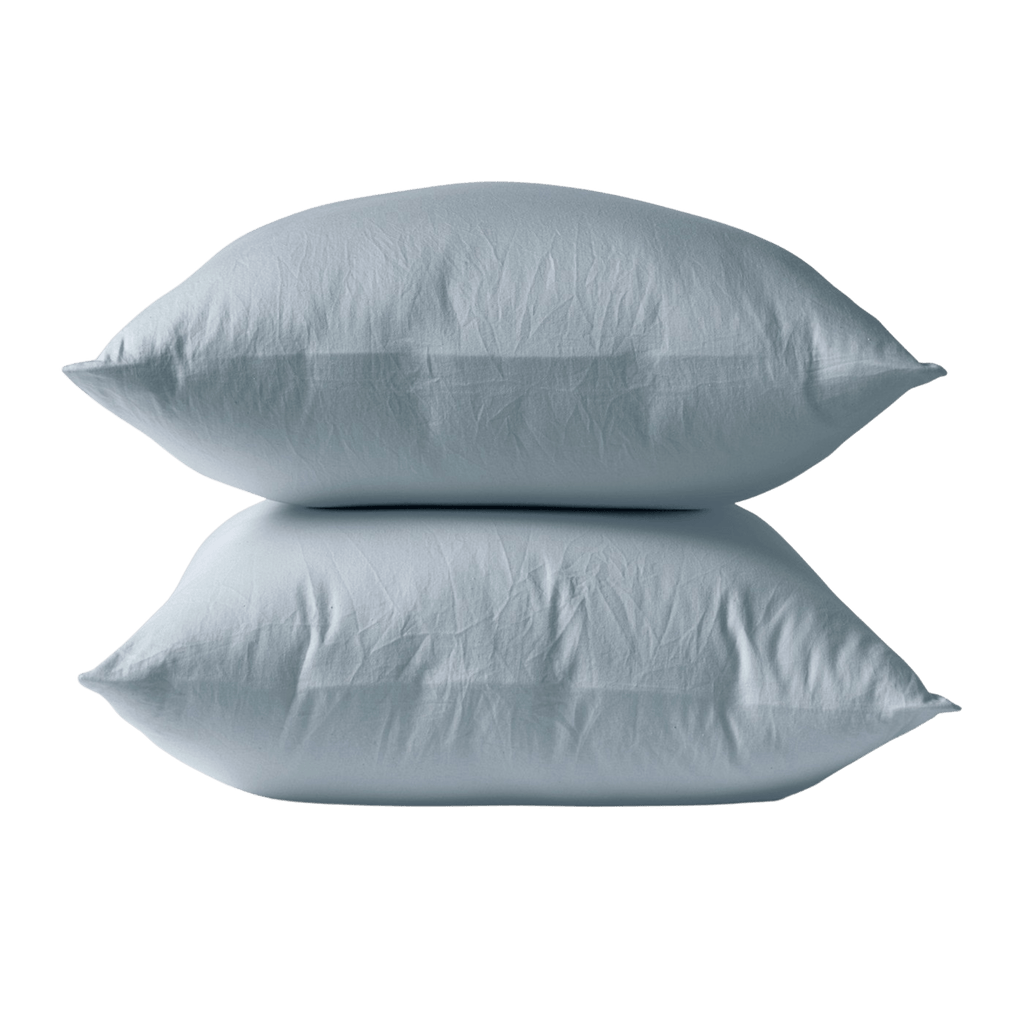 Coyuchi Bedding Queen / Pale Ocean Cloud Soft Organic Sateen Pillowcases