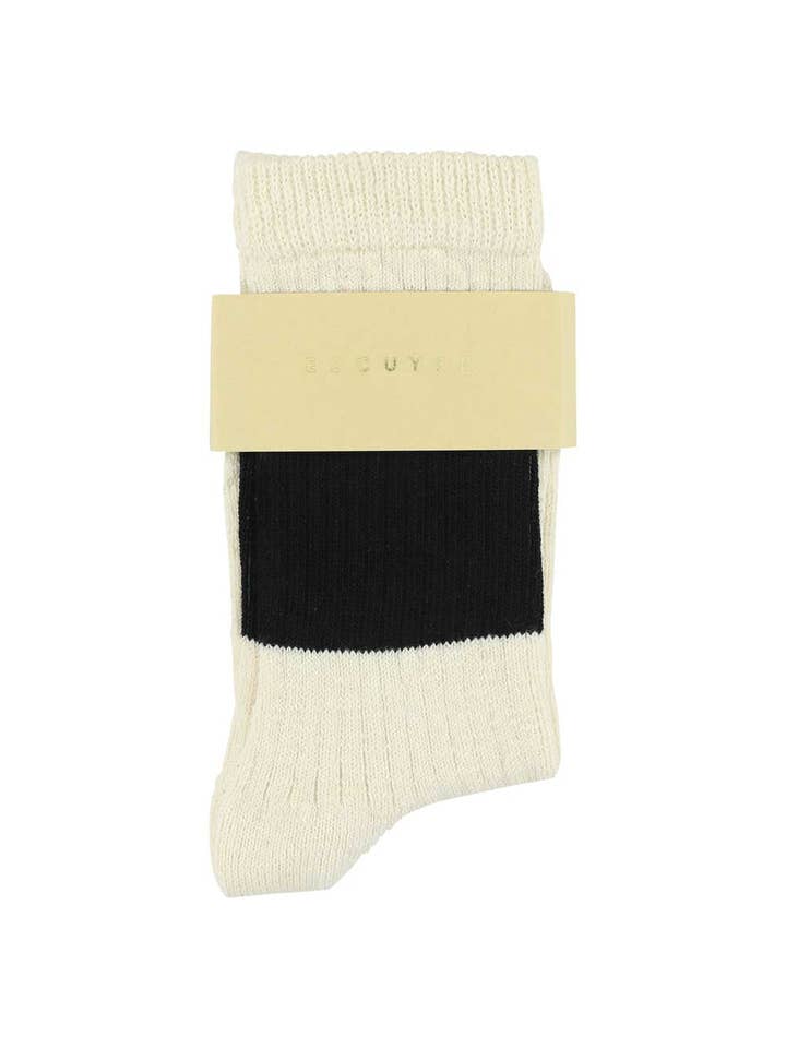 Escuyer Socks Copy of Women's Melange Band Socks, Ecru / Khaki