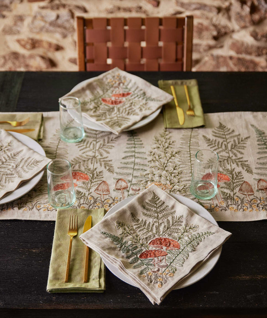 Coral & Tusk Coral & Tusk - Mushrooms and Ferns Bouquet Dinner Napkin