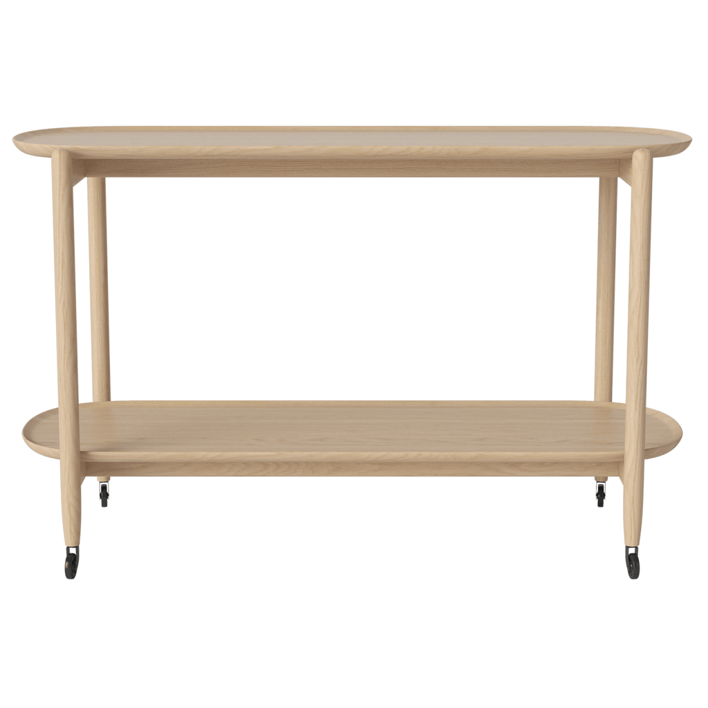 Bolia Furniture White Pigmented Oiled Oak / 47.25" Coupe Bar Trolley