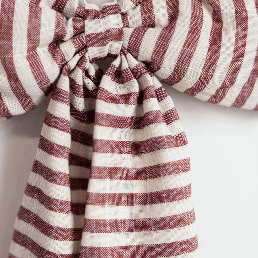 Luxe B Co SHOP Cranberry Striped Bow Ornament