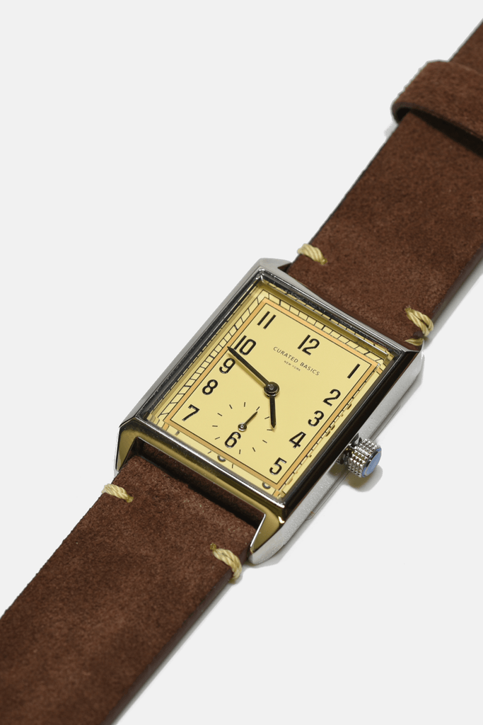 Curated Basics Dark Brown Suede Curated Basics - Classic Rectangular Watch