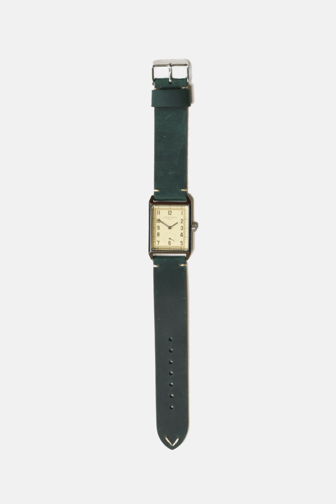 Curated Basics Curated Basics - Classic Rectangular Watch: Green Leather