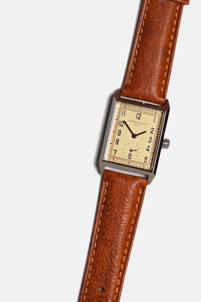 Curated Basics Curated Basics - Classic Rectangular Watch: Green Leather