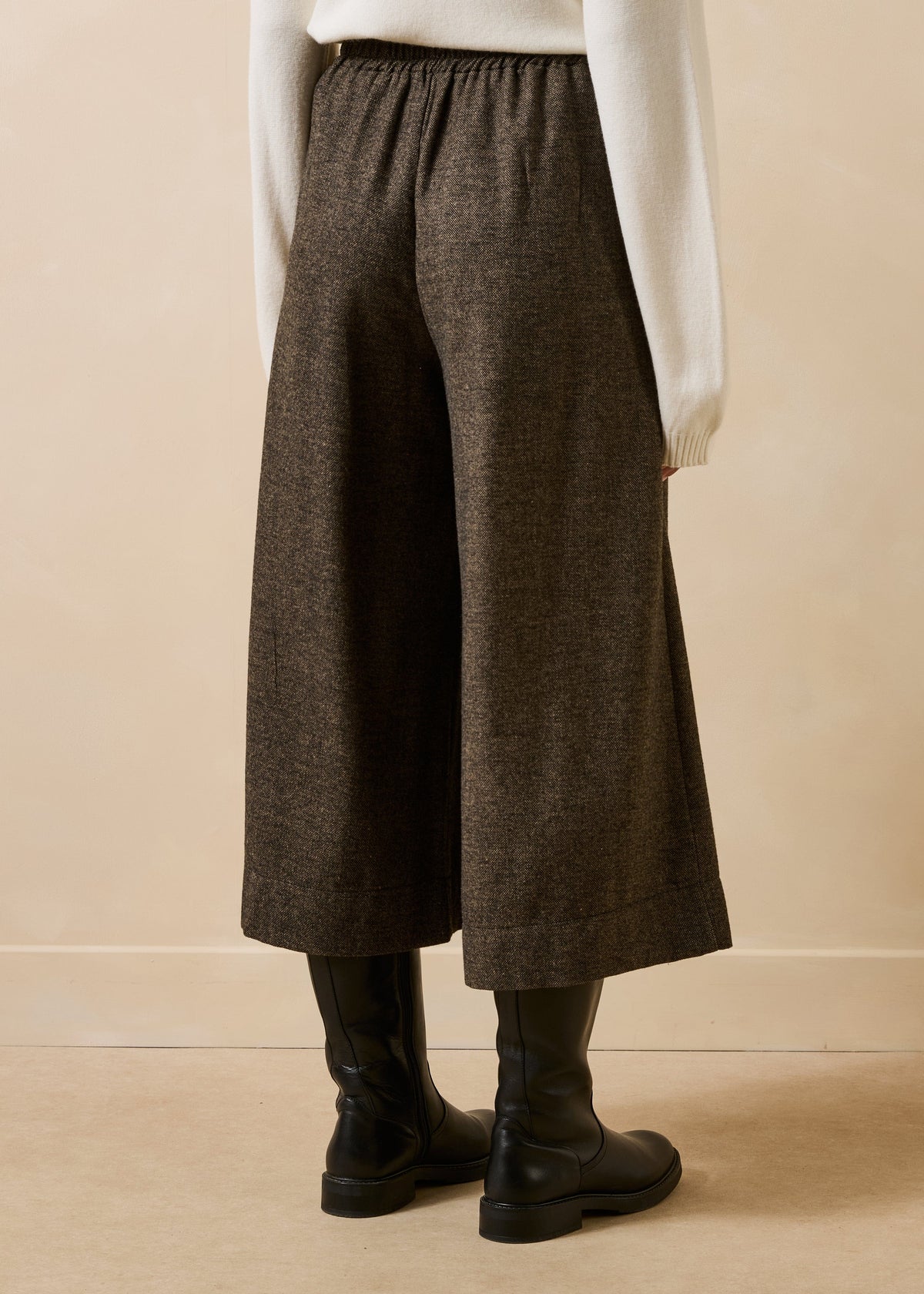 La Fée Maraboutée SHOP Dactus Tweed Culotte Trousers, Bark Brown