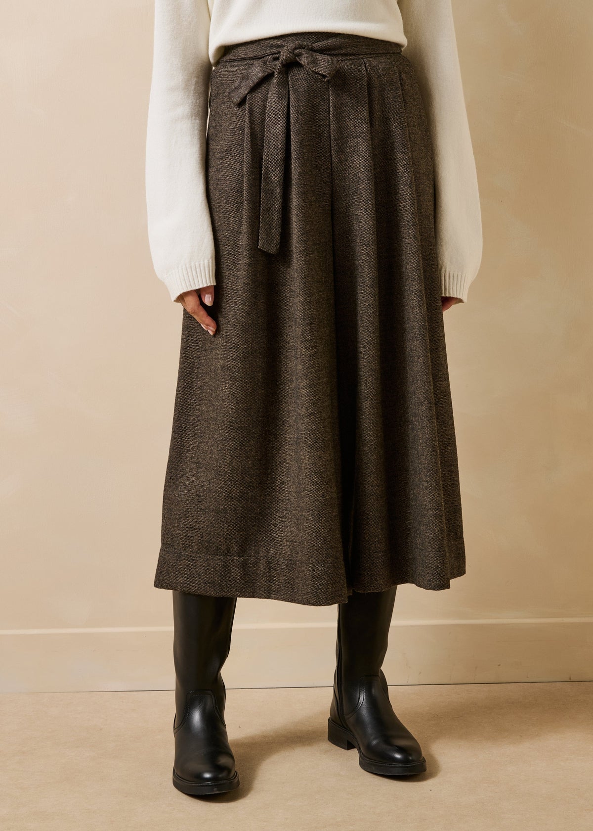 La Fée Maraboutée SHOP Dactus Tweed Culotte Trousers, Bark Brown