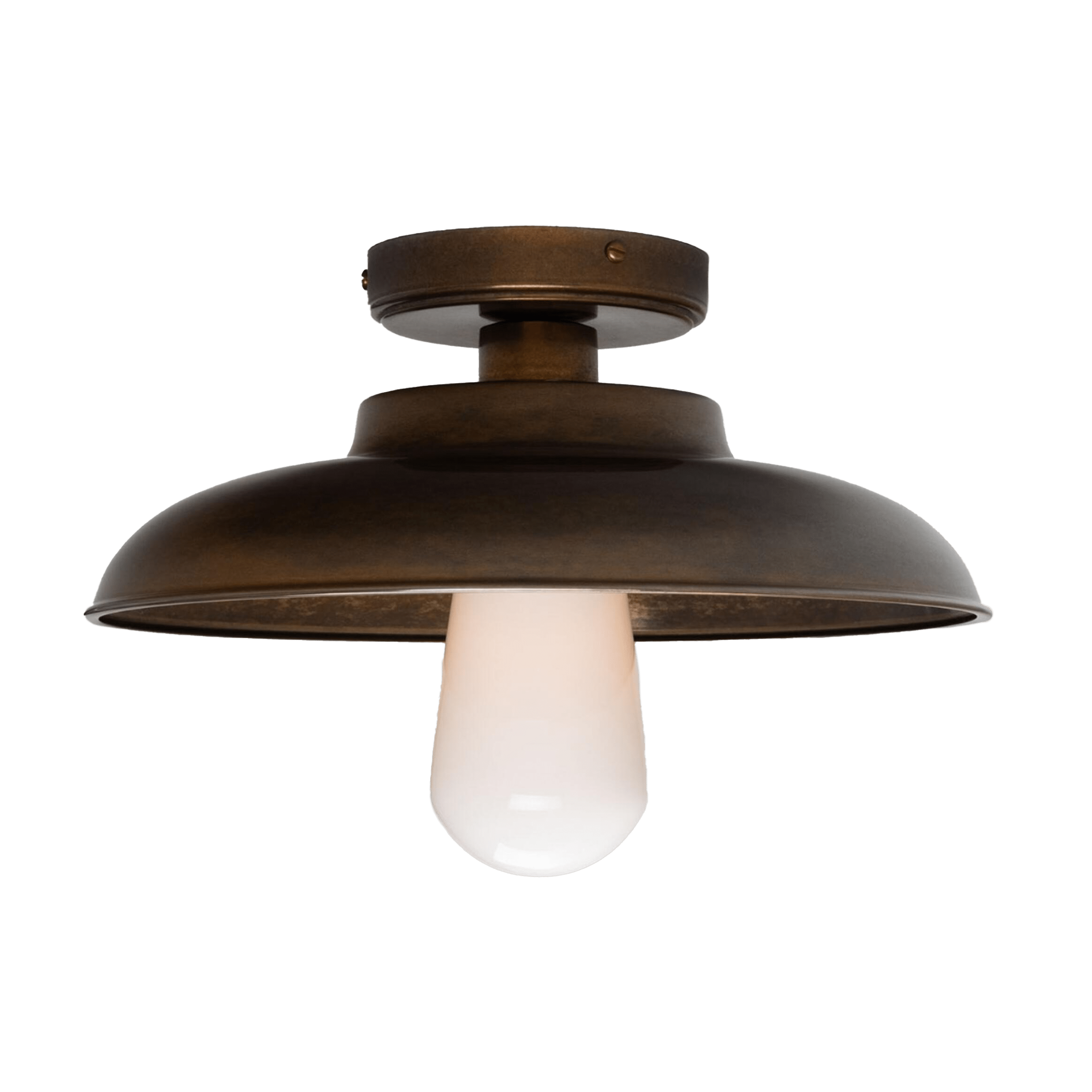 Mullan Lighting Lighting Antique Brass / Opal Darya Outdoor Industrial Brass Ceiling Light