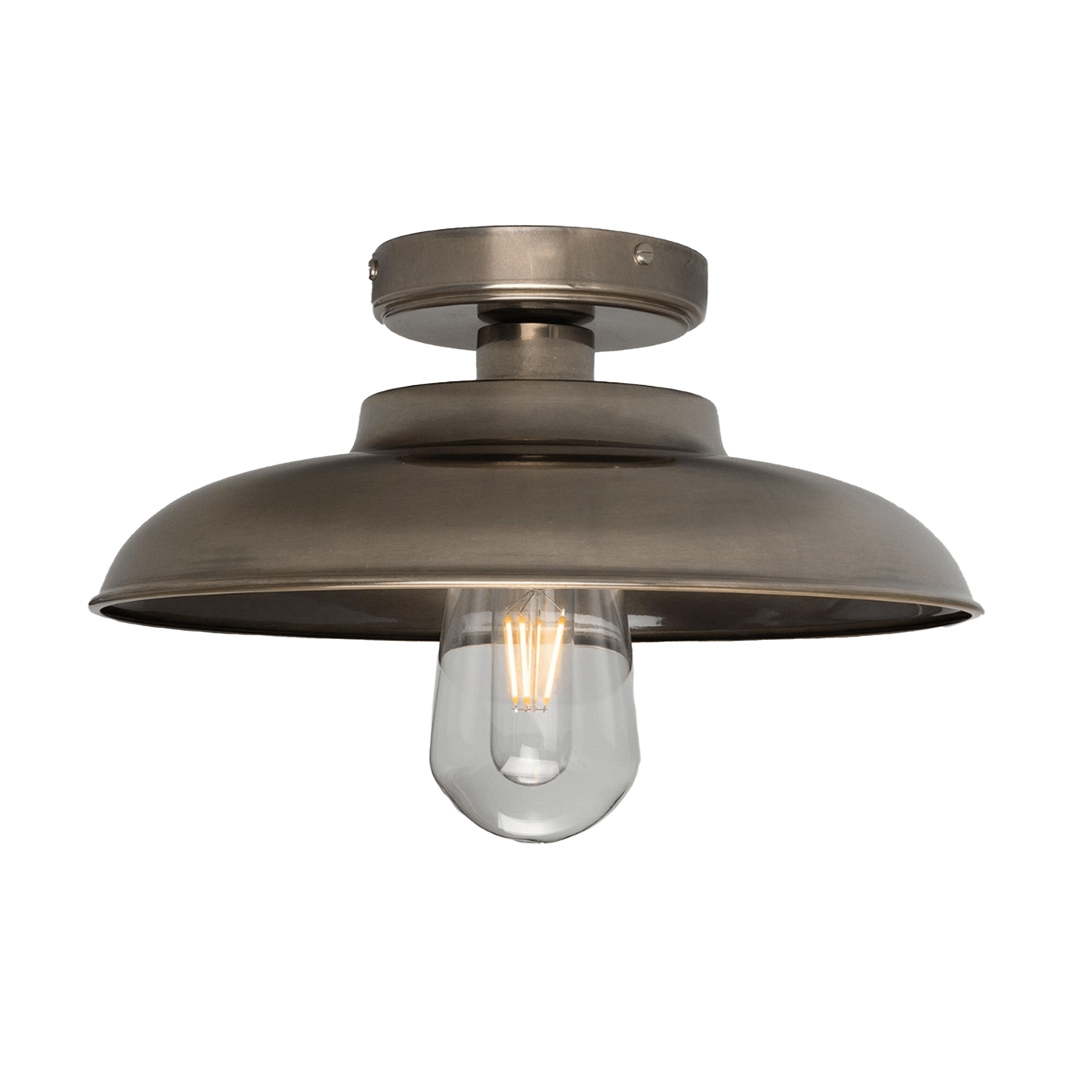 Mullan Lighting Lighting Antique Silver (Indoor Only) / Clear Darya Outdoor Industrial Brass Ceiling Light
