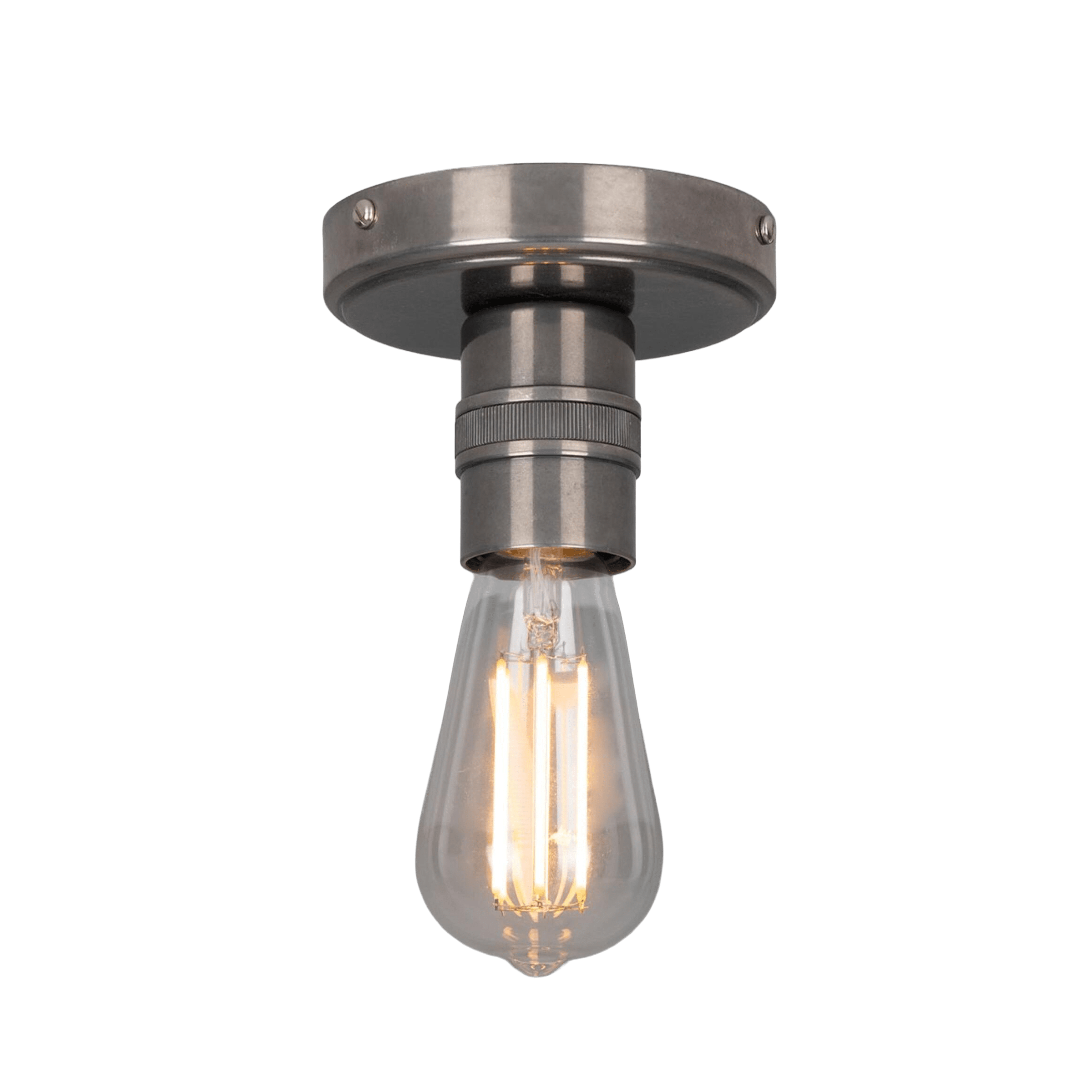 Mullan Lighting Lighting Antique Silver Devon Minimalist Brass Flush Ceiling Light