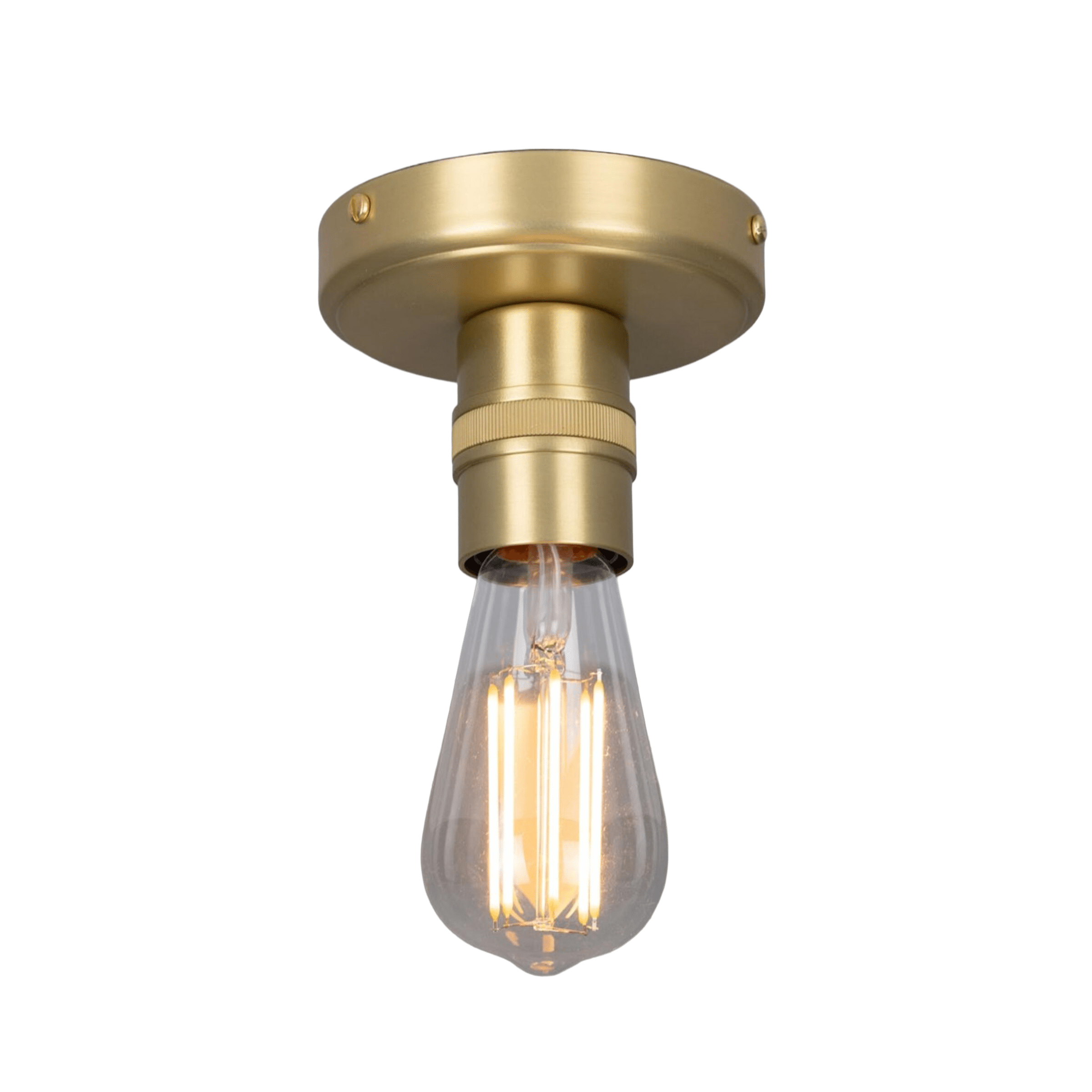 Mullan Lighting Lighting Satin Brass Devon Minimalist Brass Flush Ceiling Light