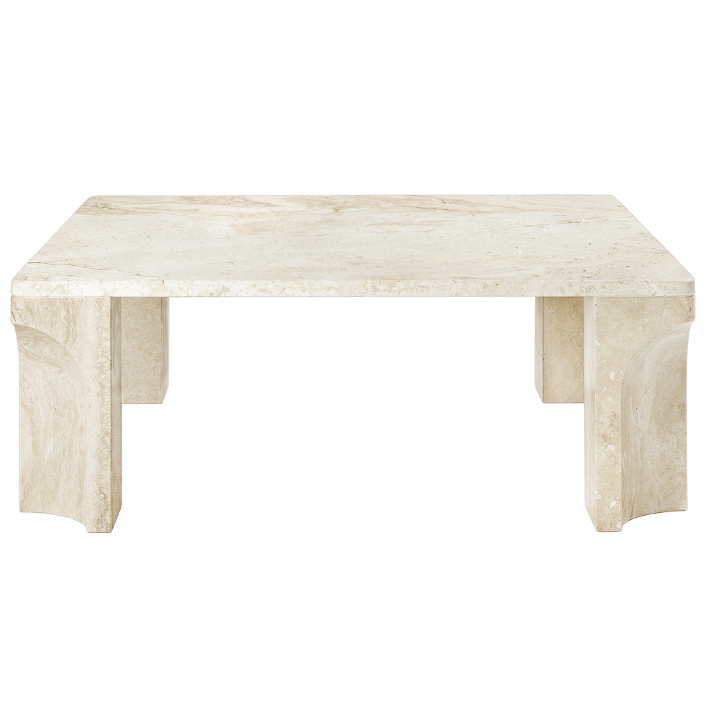 Gubi Furniture Neutral White Travertine / Square Doric Coffee Table