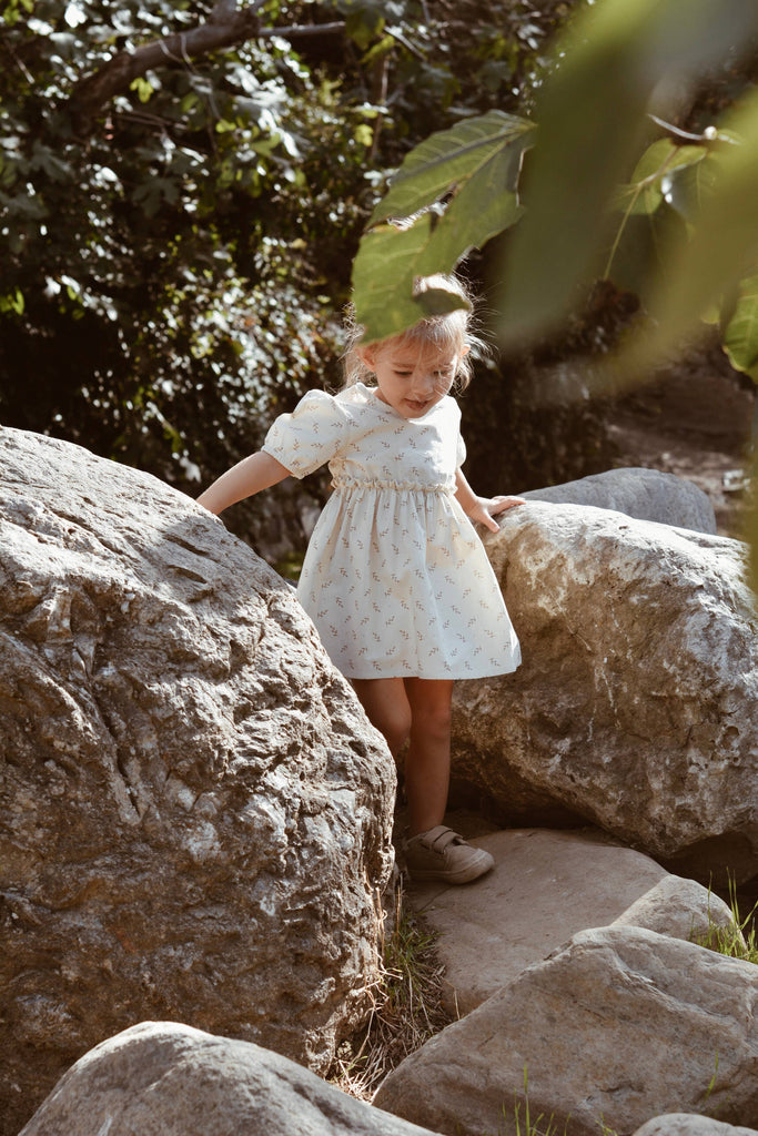 Eli & Nev Eli & Nev - Baby Girl Floral Summer Dress Beige 100% Cotton OEKO-TEX